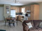 The kitchen seen from the living room.